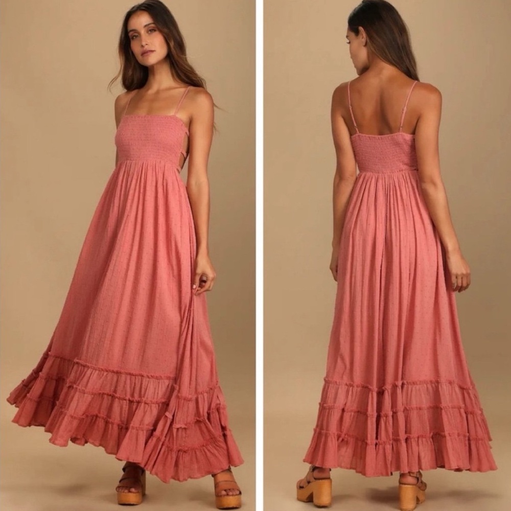 Lulu's Pink Maxi Dress with Flowing Design